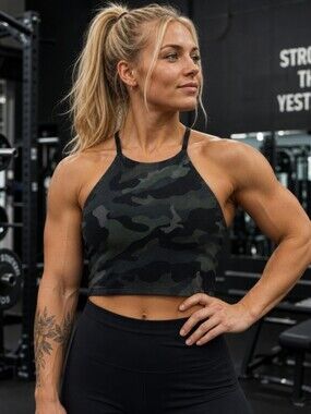 Old Navy Active Camouflage Sports Bra in Green & Black